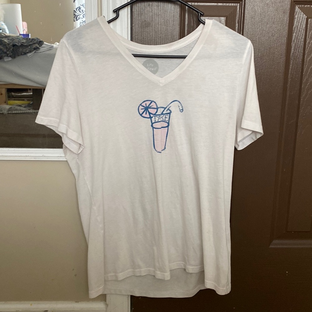White Pink Lemonade shirt V-Neck, Womens Medium.